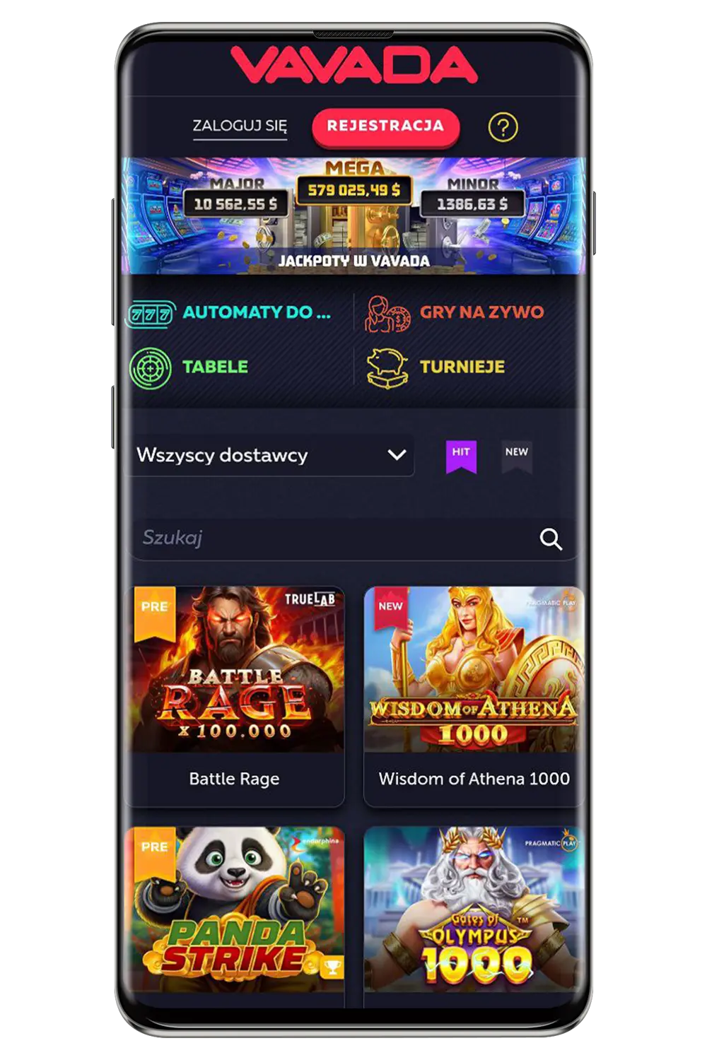 Снимки на екрана от официалния уебсайт Vavada PL