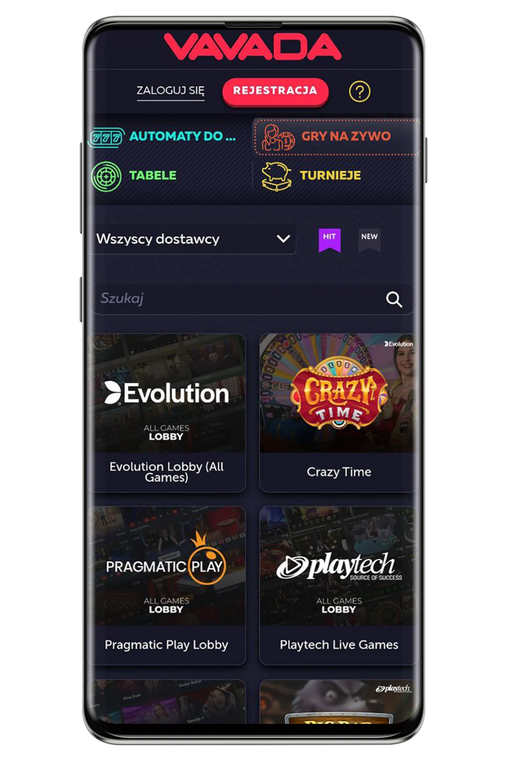 Снимки на екрана от официалния уебсайт Vavada PL