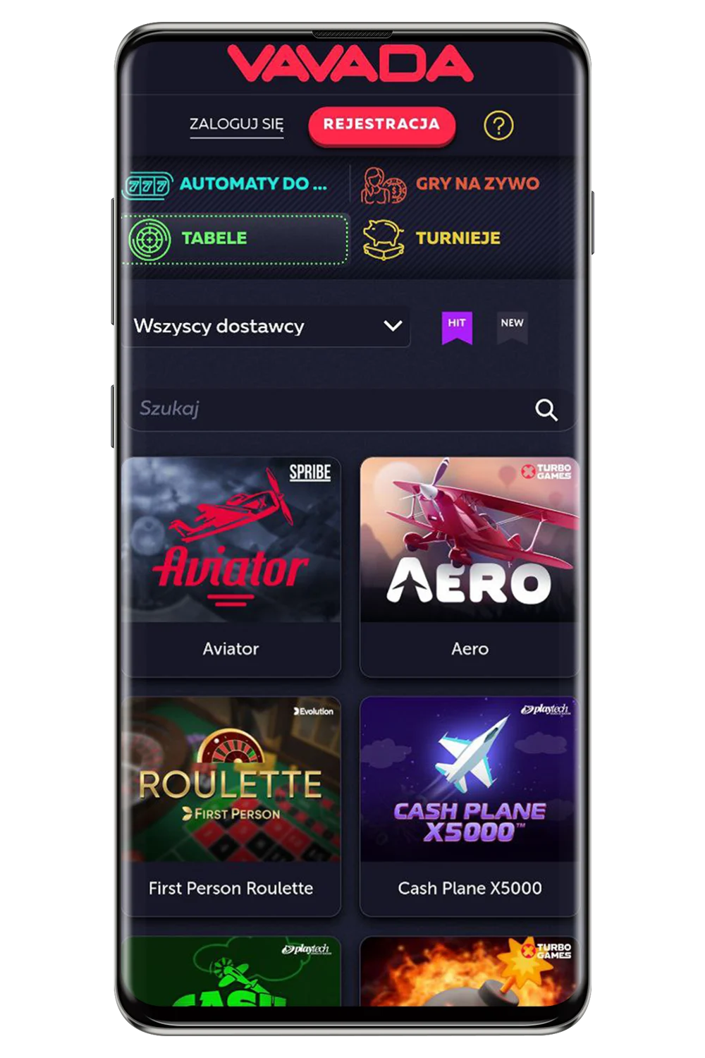 Снимки на екрана от официалния уебсайт Vavada PL